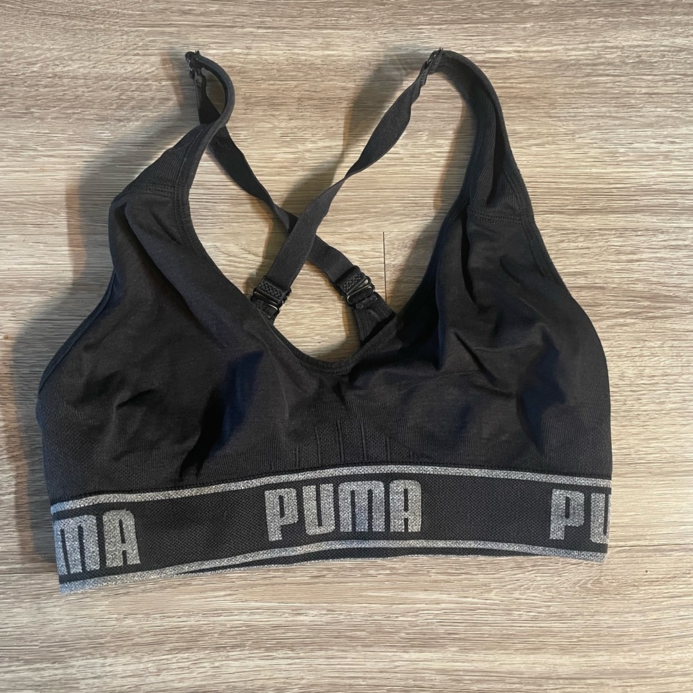 PUMA Black and Gray Sports Bra